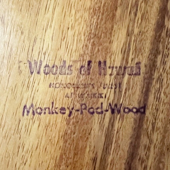 Leaf Carved Tray Monkey Pod Woods of Hawaii 3 Section Divided Serving Dish Vtg - Picture 8 of 10